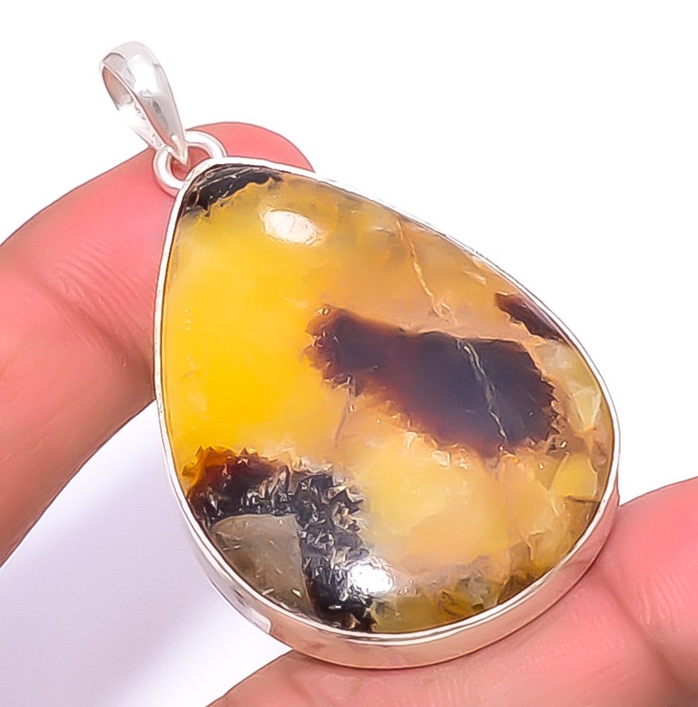 Septerian Stone Gemstone Handmade Silver Plated Pendant 2.03″ A350