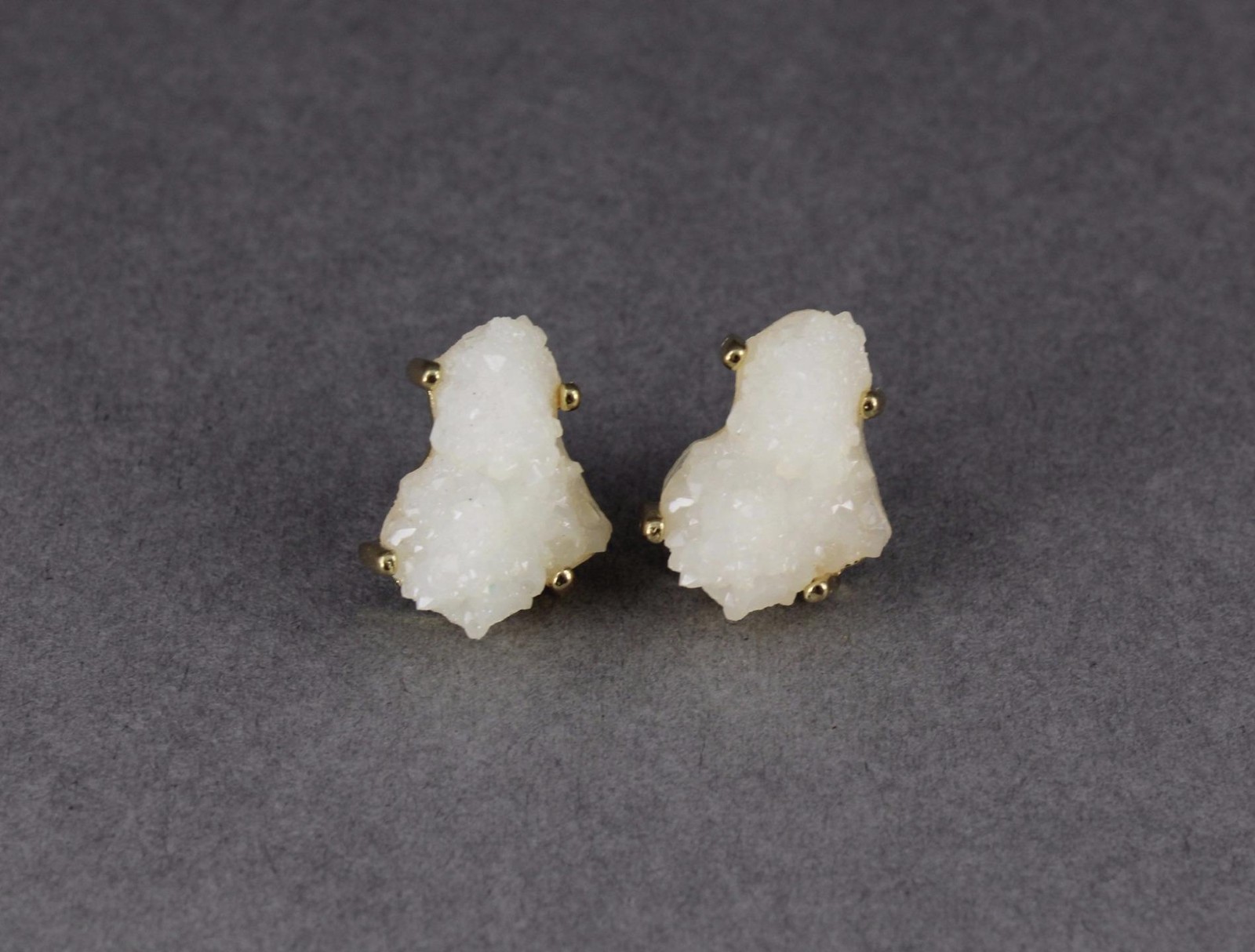 Cream earrings faux druzy post stud earrings big chunky gold faux druzy drusy