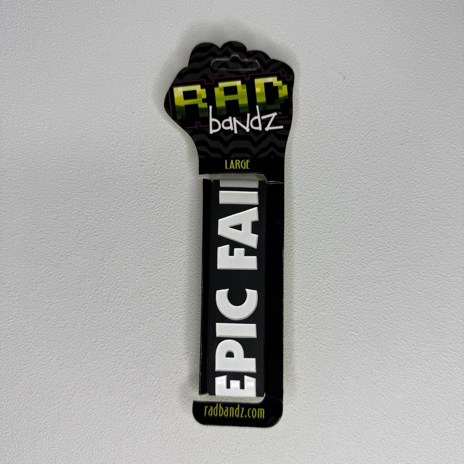 Radbandz EPIC FAIL Hot Topic Silicone Wristband Bracelet Black White Size Large