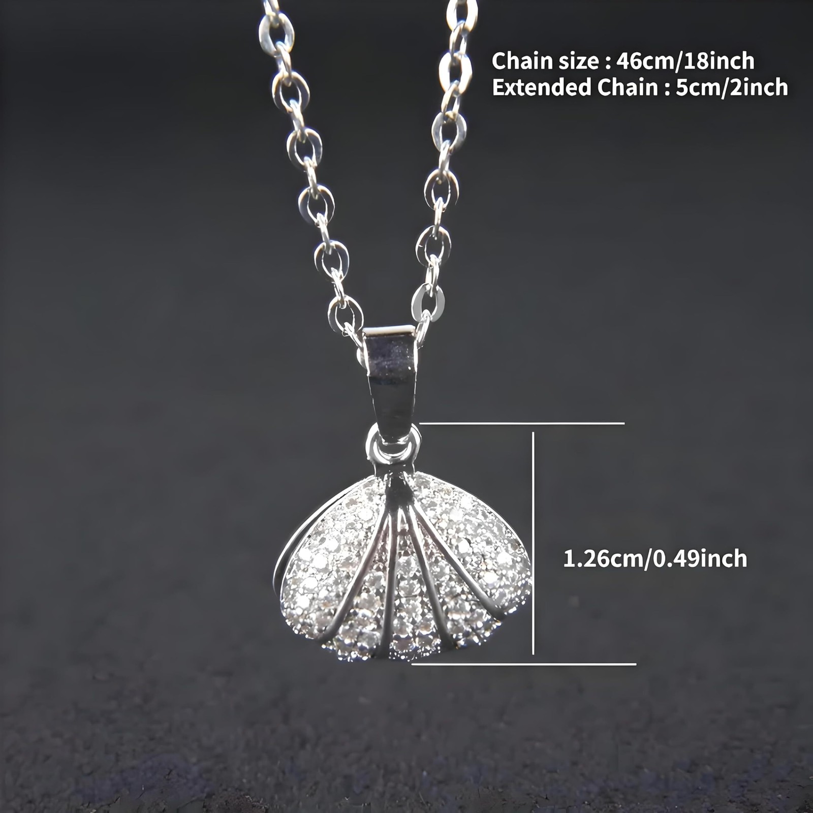 Crystal Clam Shell Oyster Pearl Pendant Necklace, 18 Inch Chain with 2 Inch Exte