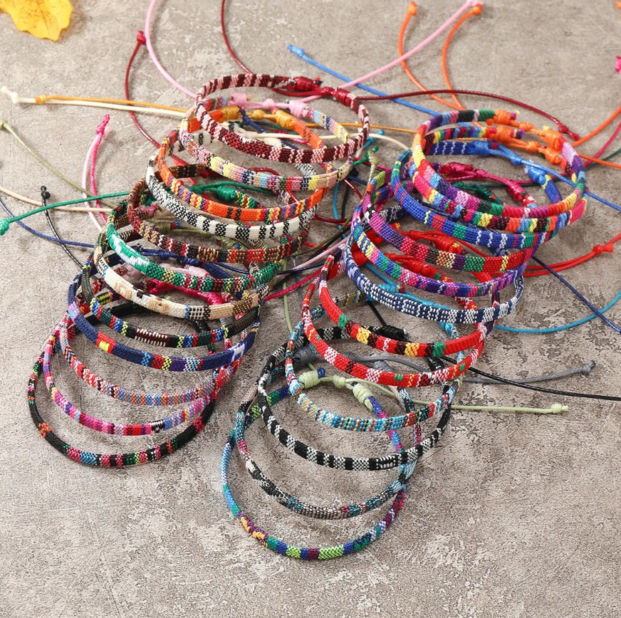 24pcs Bohemian Style Braided Friendship Bracelets Colorful Summer Set – NEW