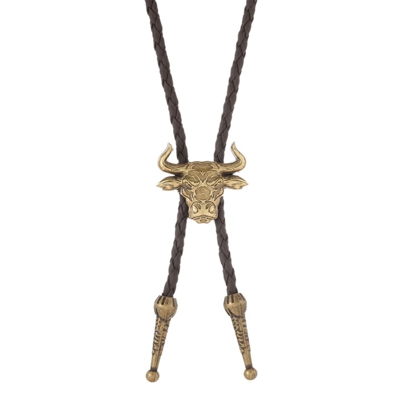 Unisex Necklace Lightweight Metal Cattle Charm Durable PU Leather Rope Accessory