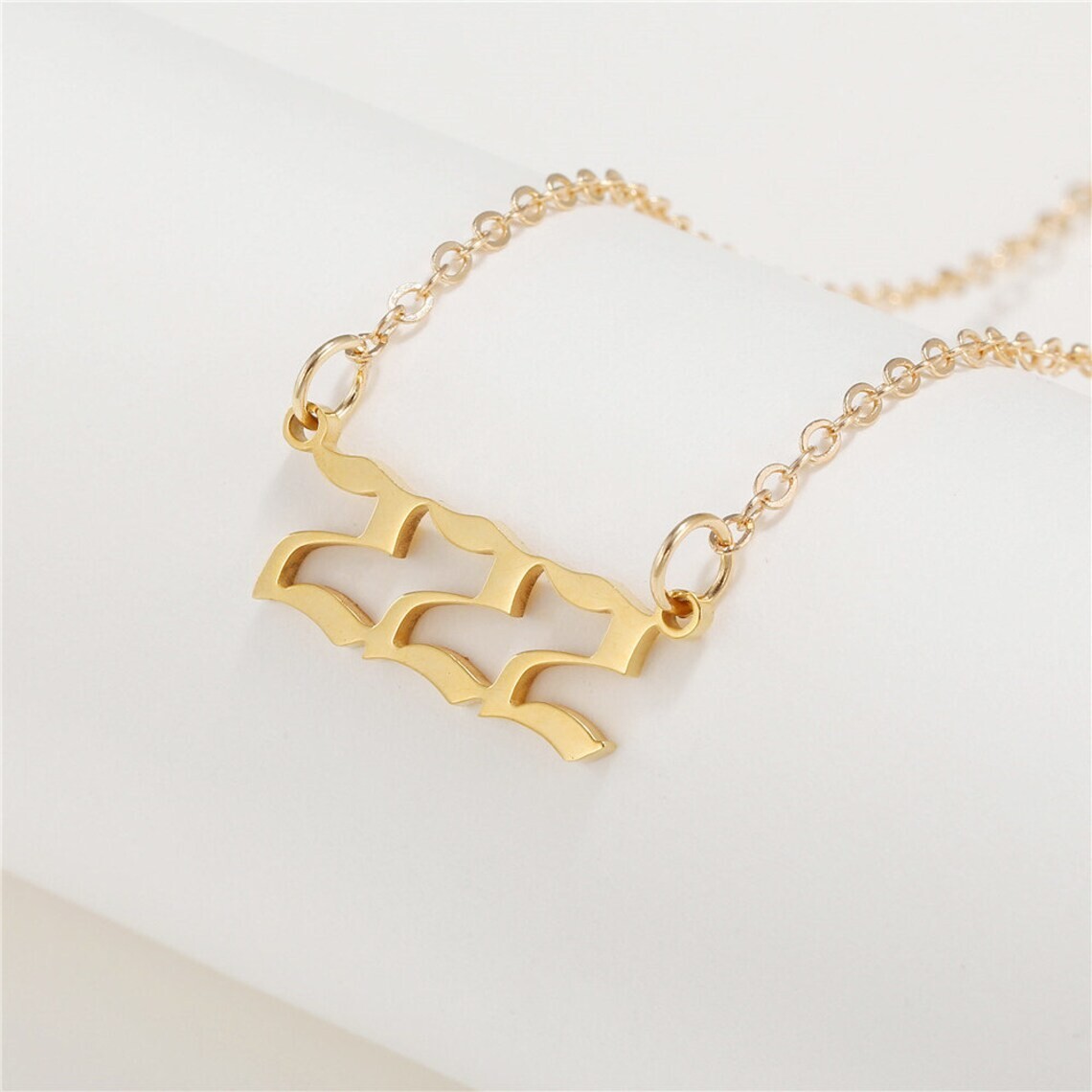Gold 222 Angel Number Necklace, Jewelry Charms Minimalist Stainless Steel