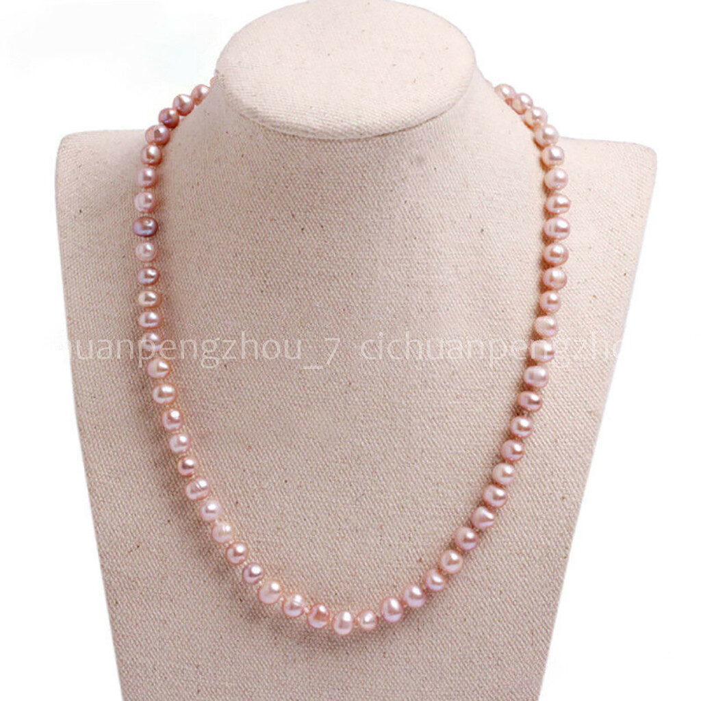 Natural Black/Pink/Purple/Silver/White Freshwater Pearl Necklace 18”