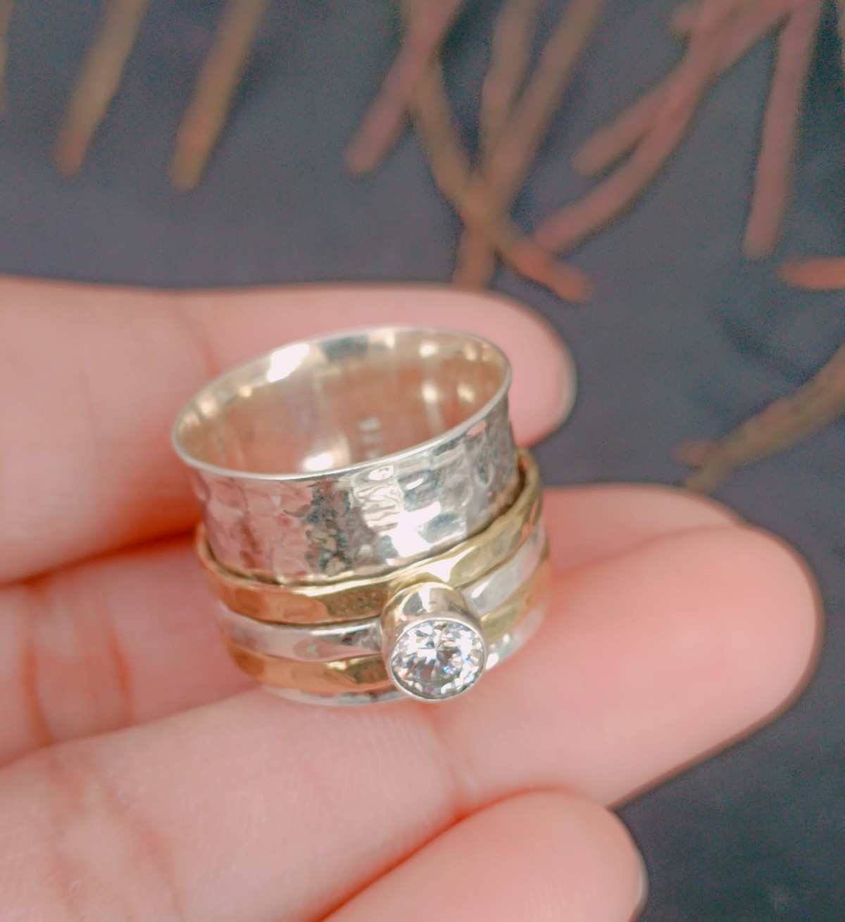 Crystal Quartz Spinner Ring 925 Sterling Silver Spinner Ring Handmade Ring B404