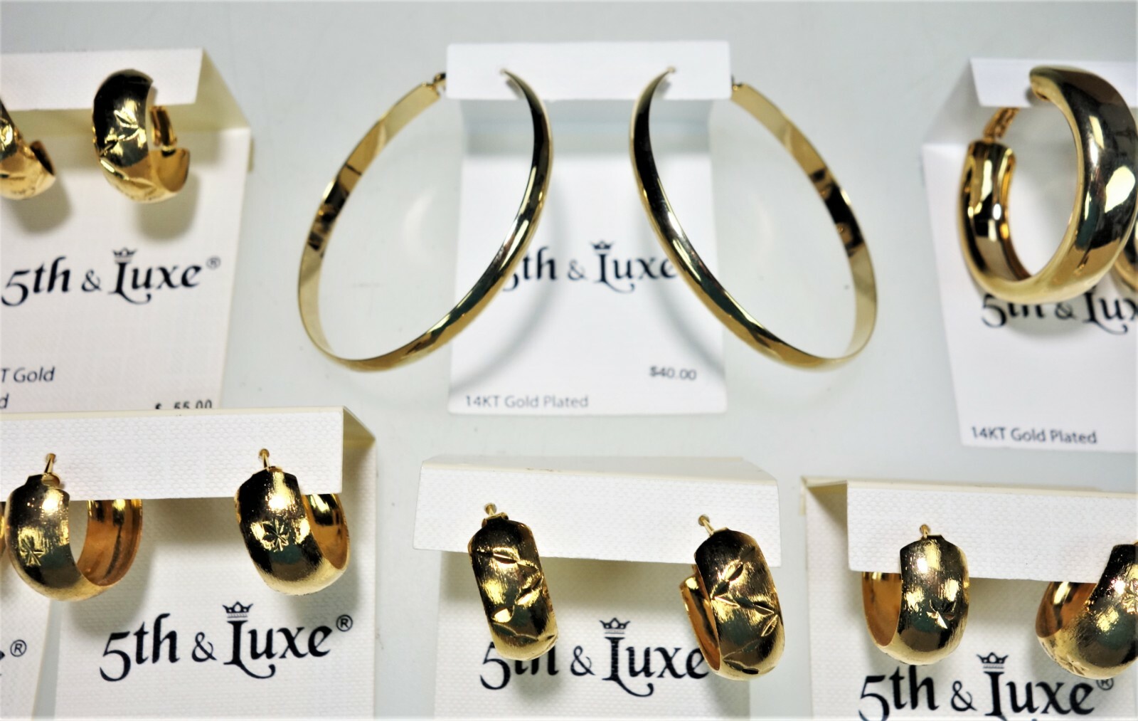 8 Pair 5th & Luxe Hoop 14kt Gold Plated Pierced Earrings