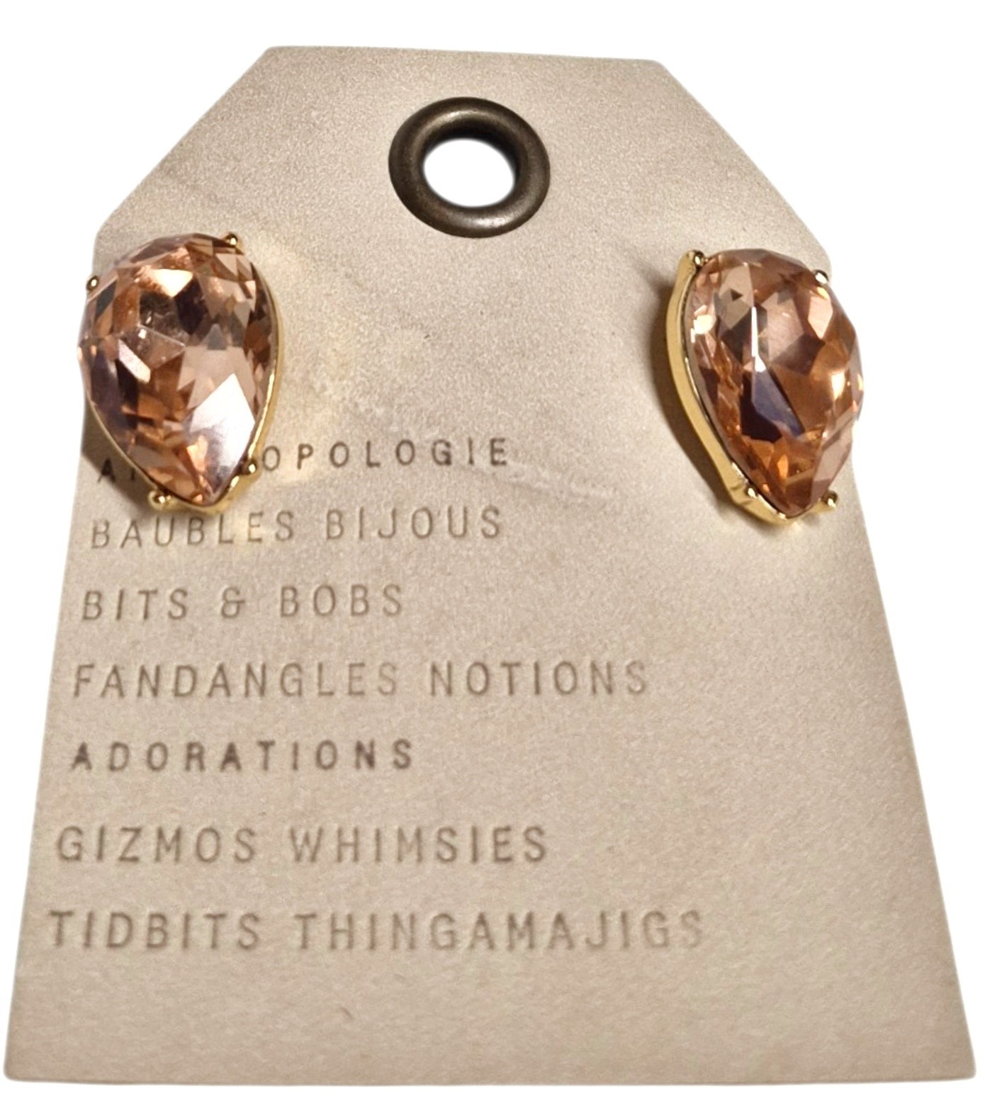 Anthropologie Colorful Stone Drop Earring Light Beige Brown Cubic Zirconia New