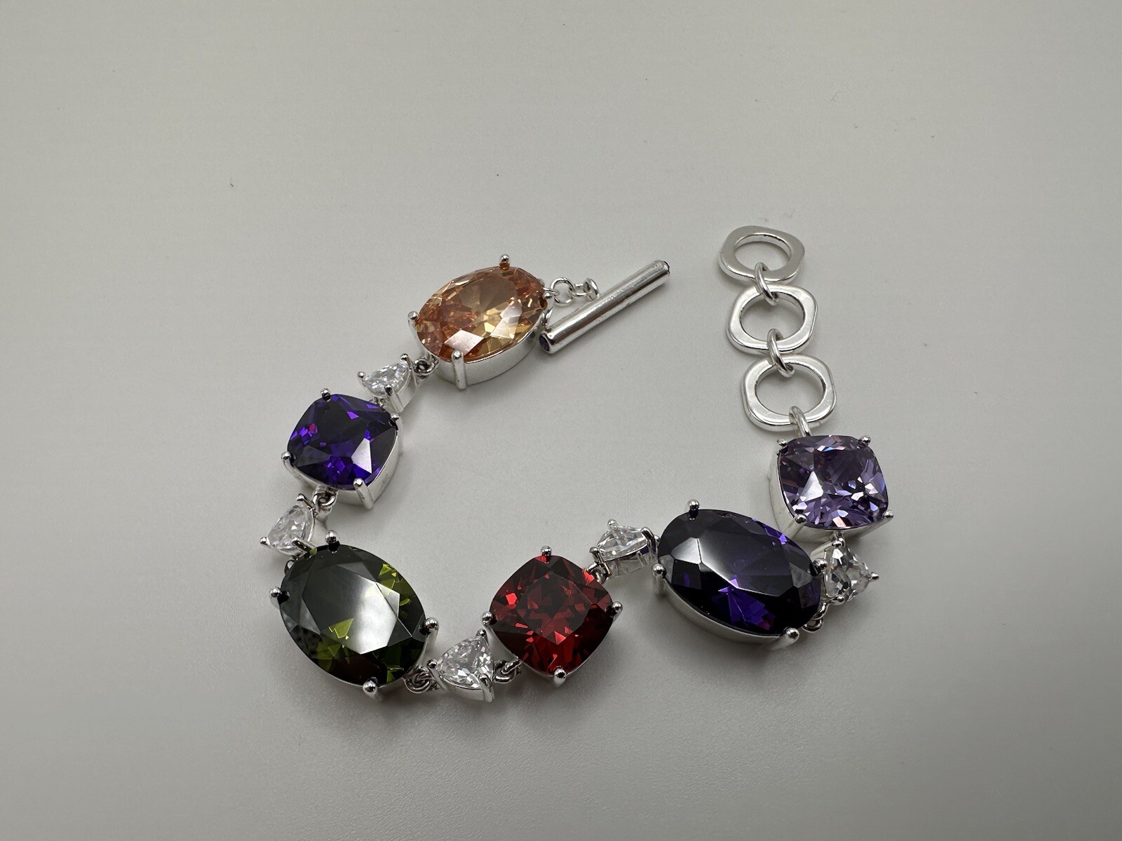 Large Heavy Silver Crystal NVC Choker Bracelet Adjustable 6.5 – 7.5 inches BrB2