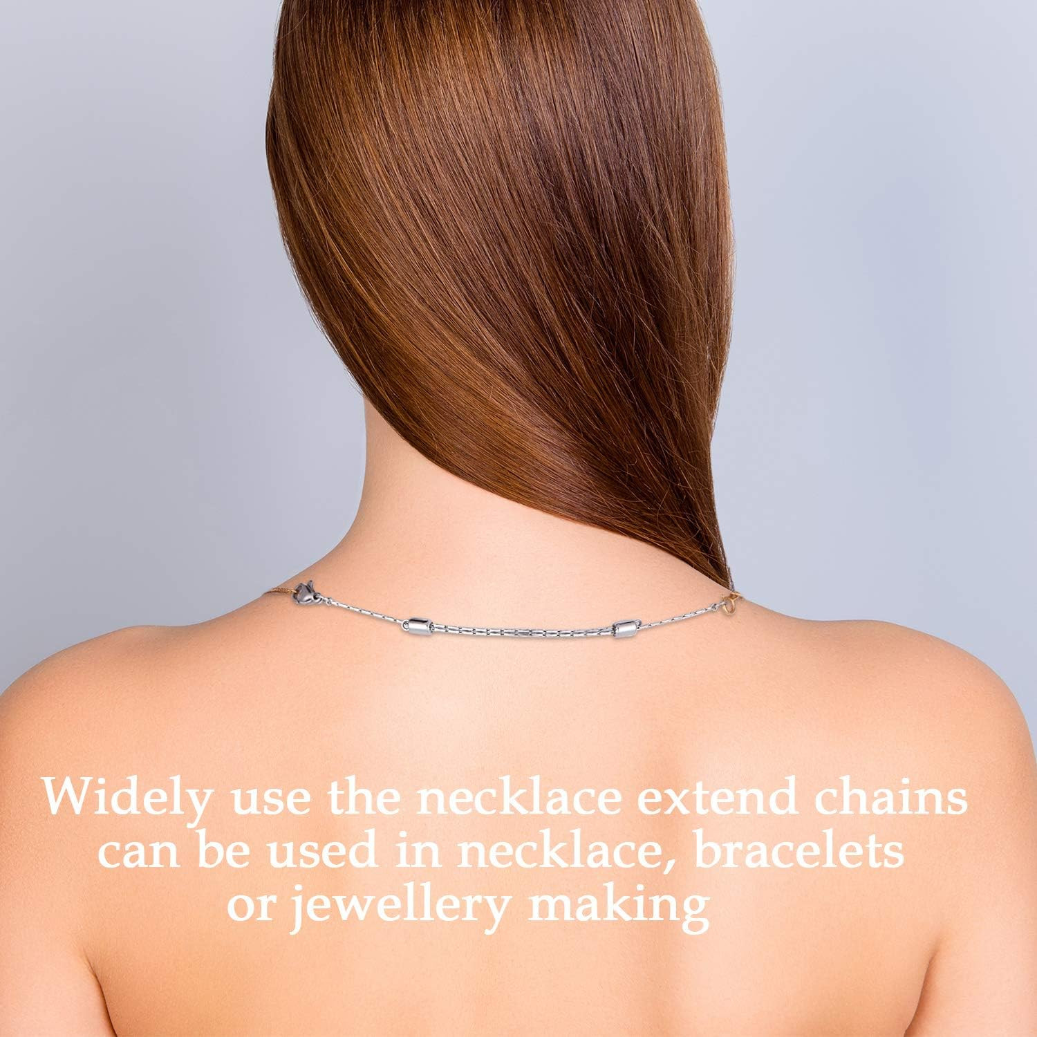 5 Pcs Stainless Steel Necklace Extender Chain Adjustable Silver Necklace Chain E