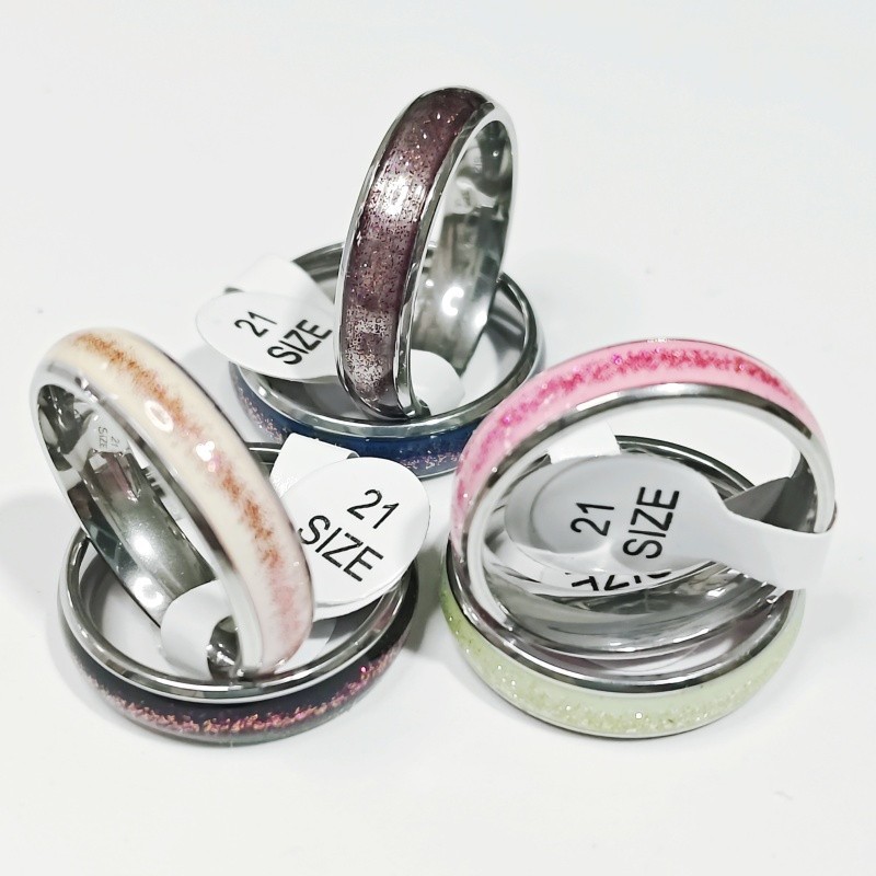 36 Pcs 4mm Pearl Coated Stainless Steel Rings Curved Inner Arc Unisex Stackable