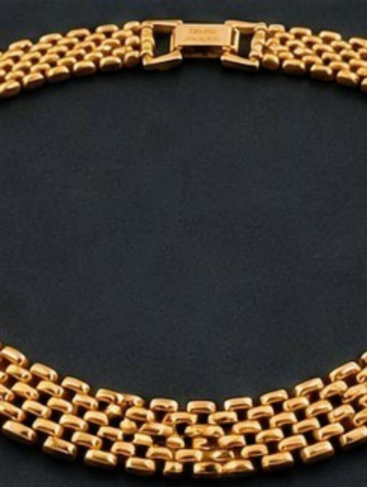 Vintage Napier Gold Tone Panther Link Cleopatra Collar Necklace Signed 16″