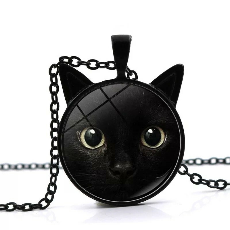 New Cute Black Cat Necklace for Pet Lovers Cat Pendant with Two Ears Jewelry cat