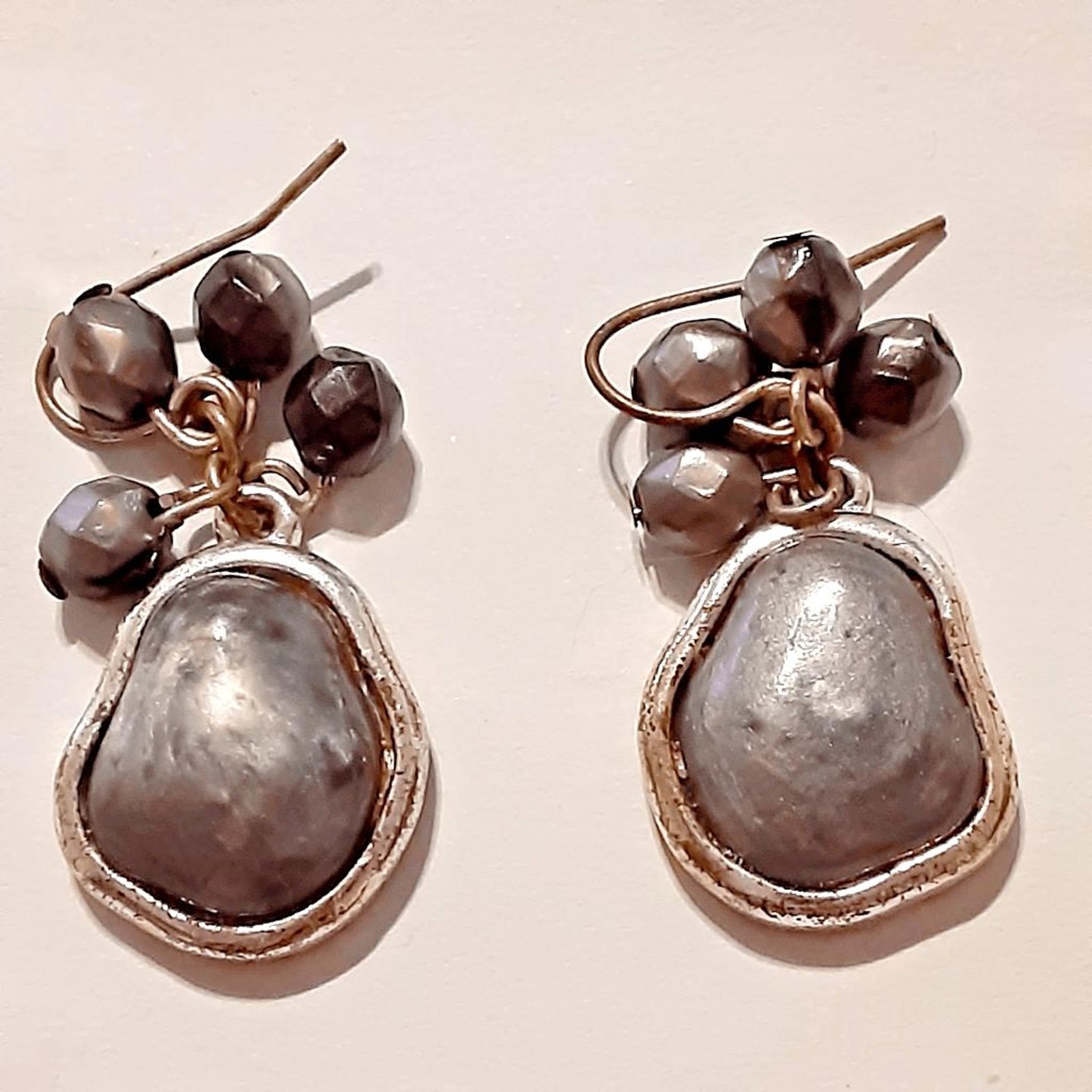 Pewter Tone Beaded Wearable Art Earrings Boho Aerisan Style