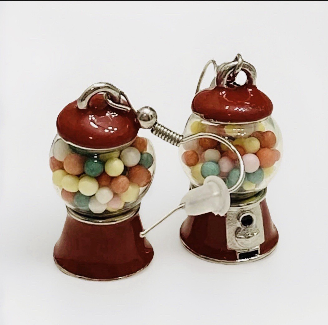Fischer Gumball Bubblegum Machine Dangle Earrings NWOT