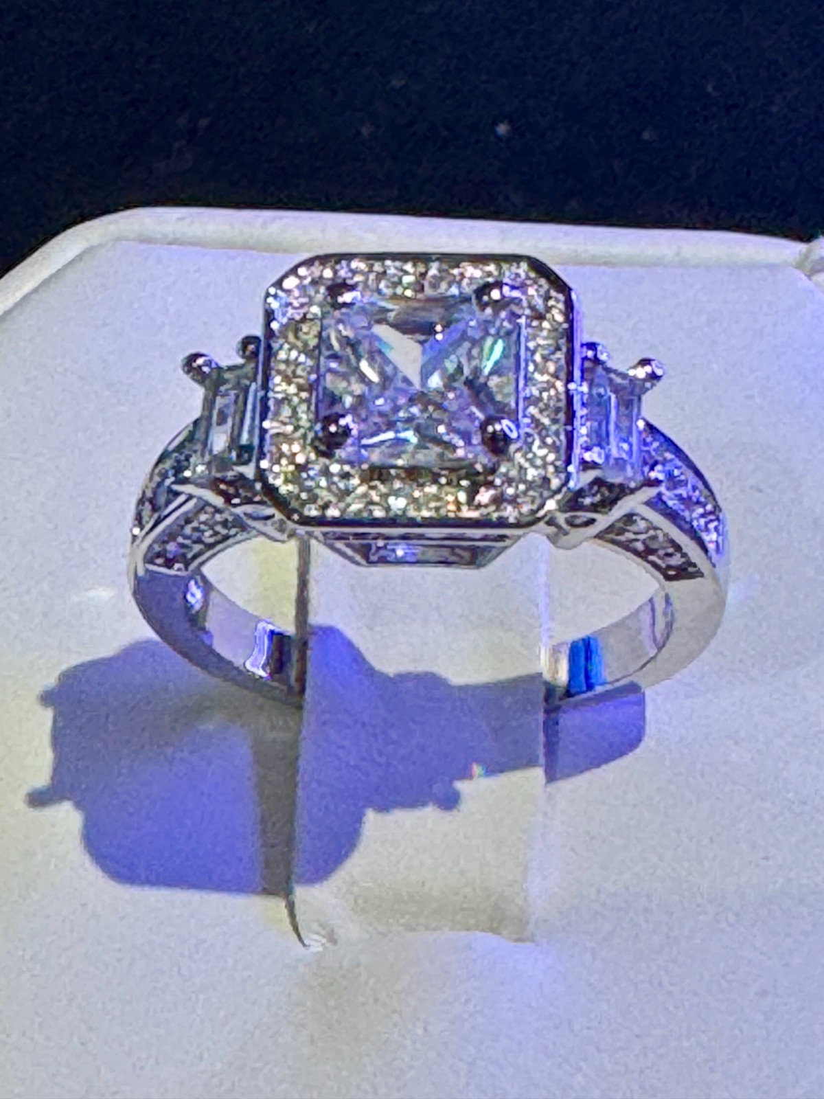 Vintage Style Princess Cut Halo Ring Size 7 Free Shipping