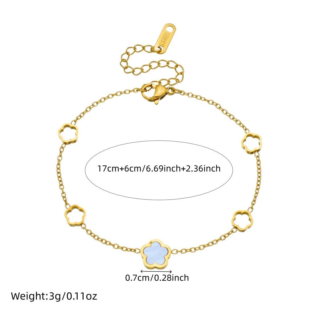 White Shell Inlay Hollow Flower Bracelet 316L Stainless Steel Non Fading Gift