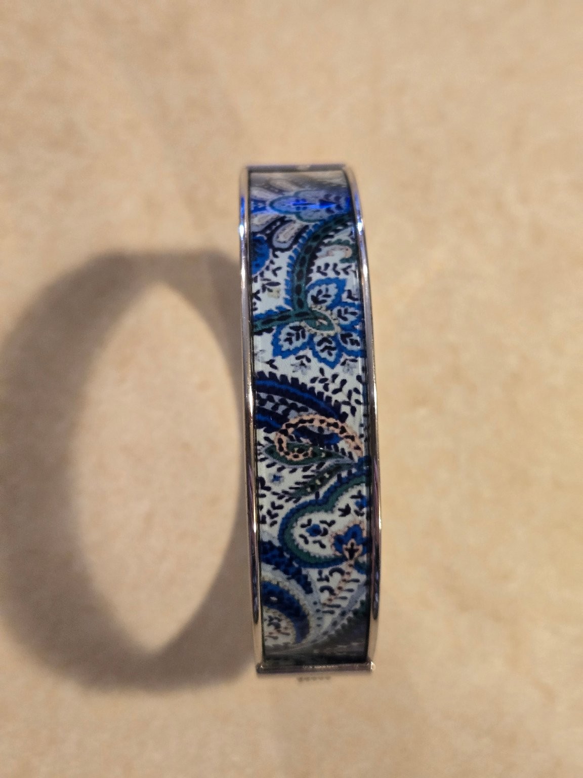 Talbots Bangle Bracelet Hinged Blue Green White Paisley Fashion Jewelry