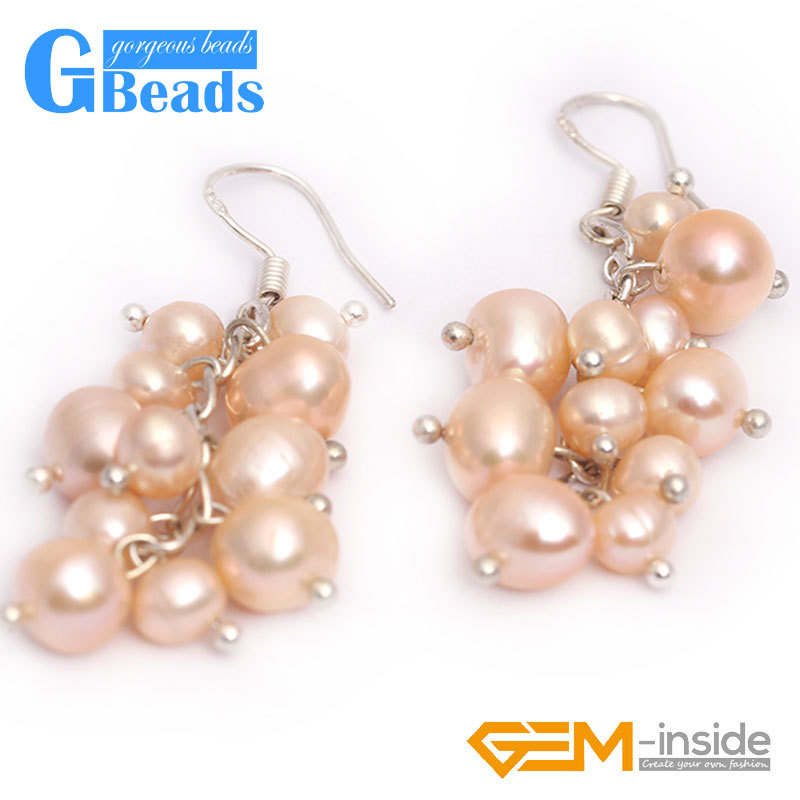Assorted Colors Freshwater Pearls Dangle Earrings Free Shipping 5-6mm x 7-8mm