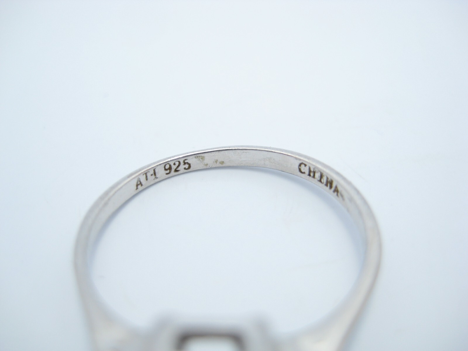 ATI Sterling Silver 6.8mm Rectangular Solitaire CZ Ring Size 6