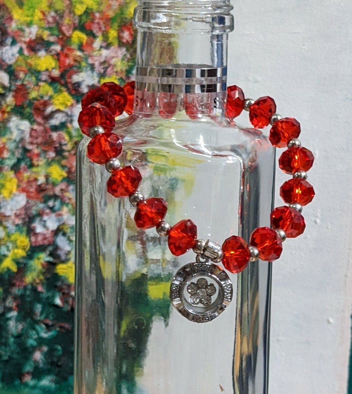 Birthstone Bracelet Ruby Red Bracelet for Women Beaded Stretch July