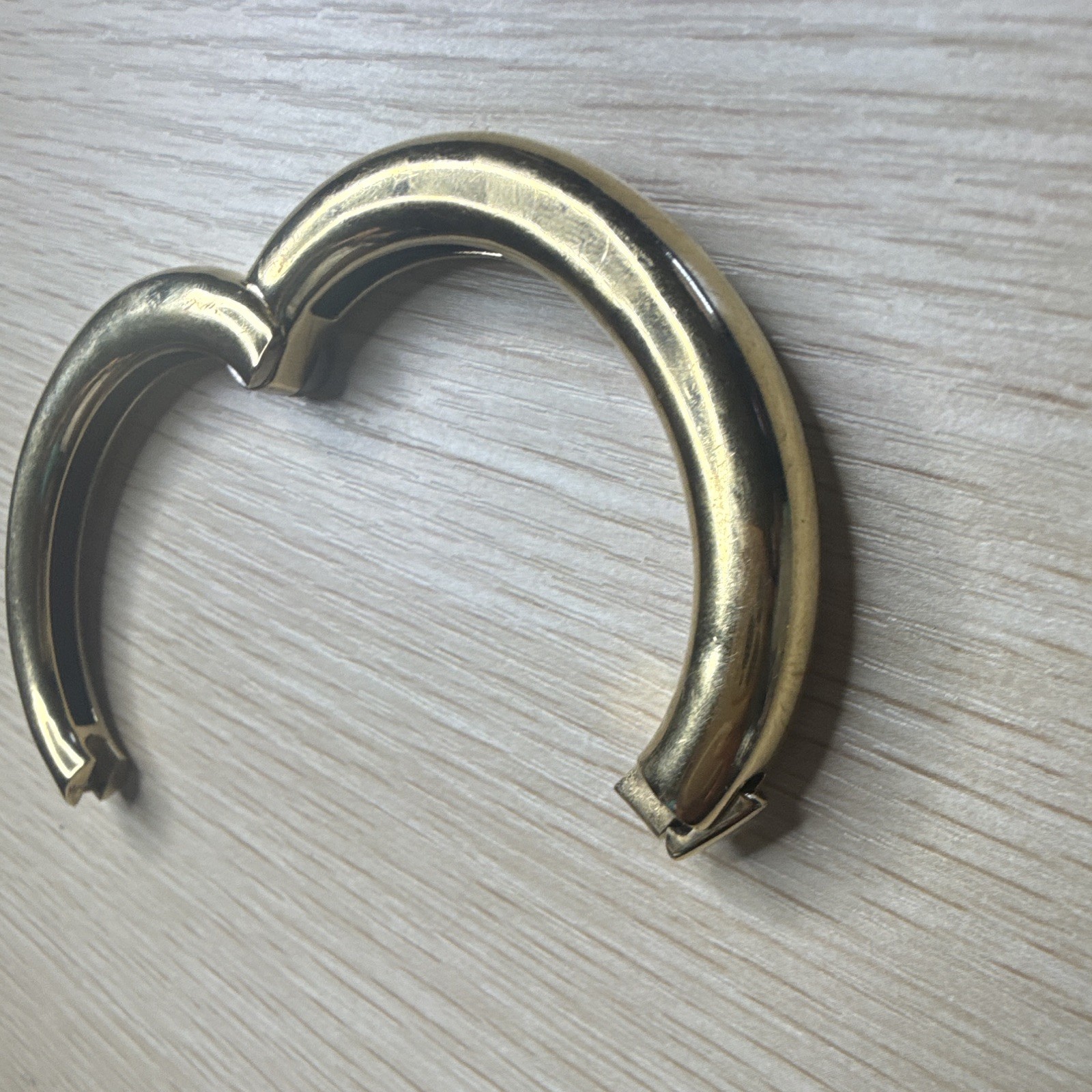 Jenny Bird Gold Tone Hinged Bangle Bracelet, Signed, No Stone