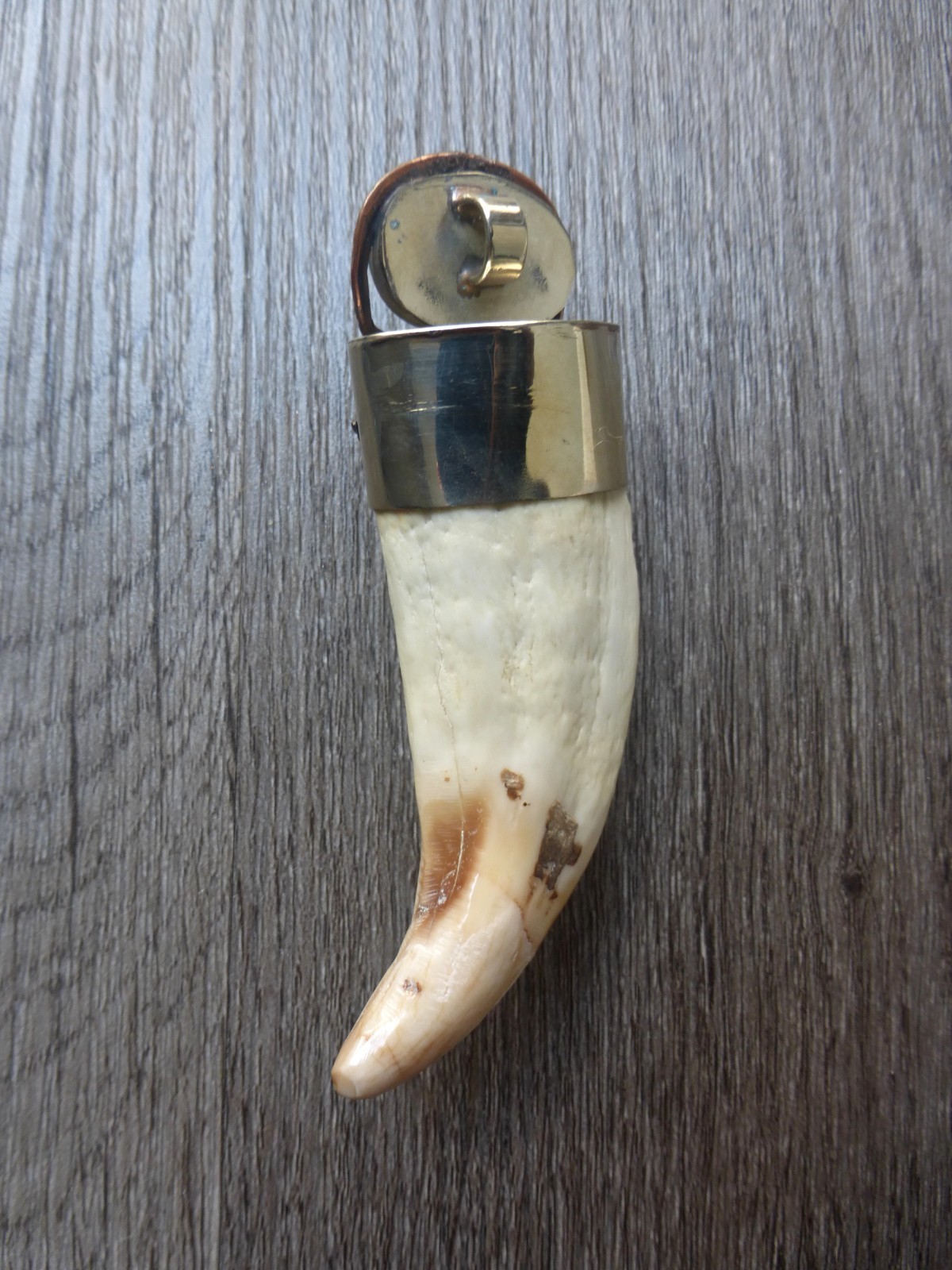 Vintage Tusk Pendant – Silver – Peruvian Artwork – Spondylus- Chrysocolla Stone