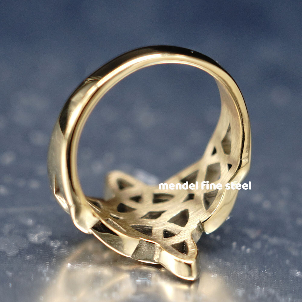 MENDEL Womens Gold Plated Irish Celtic Triquetra Trinity Knot Ring Size 6 7 8-11