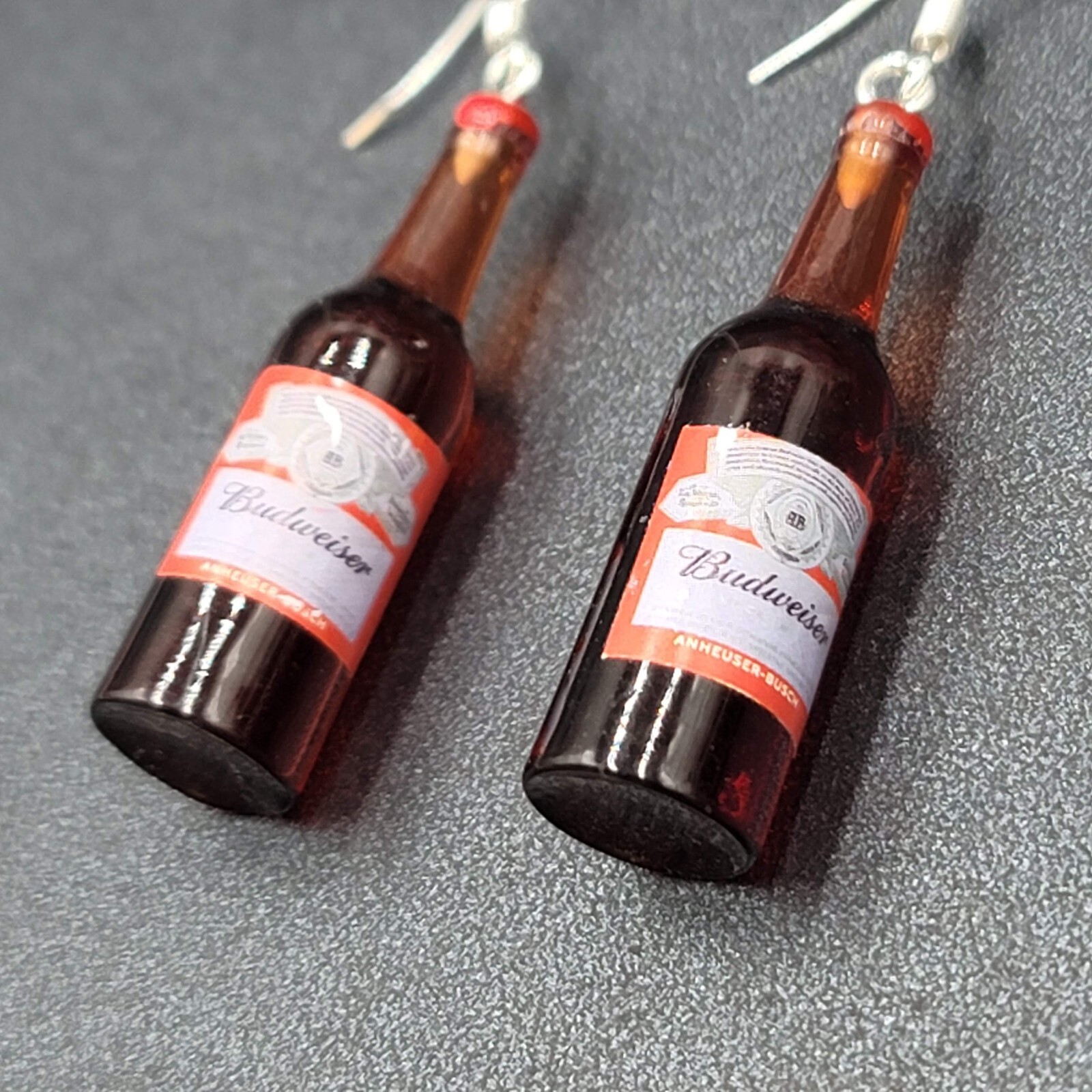 Budweiser Beer Bottle Pierced Earrings 1 5/8″ NEW