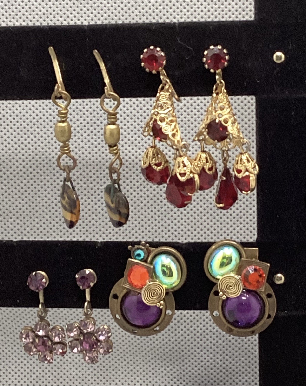 Variety Lot of 14 pairs Clip-On Earrings Mixed Materials Multicolor Dangles Nice