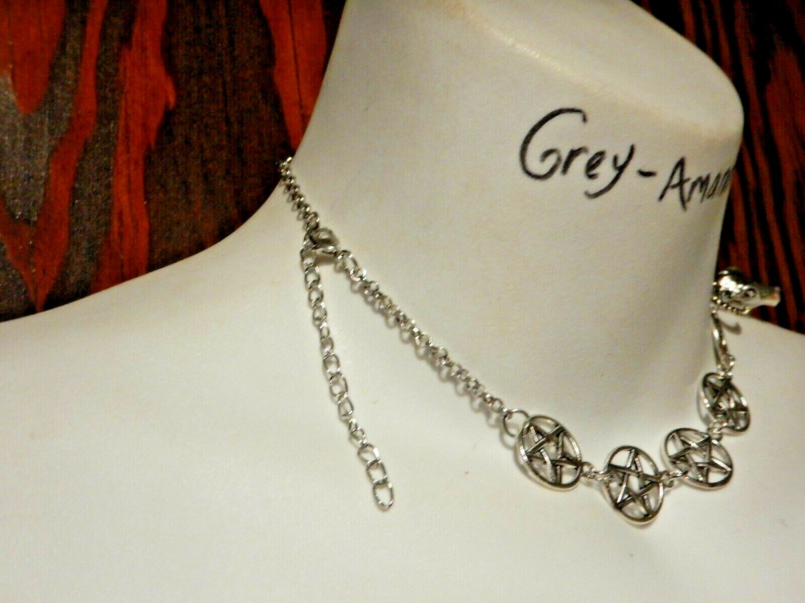 BAPHOMET & PENTAGRAMS CHOKER NECKLACE pentacle goat devil satanic gothic V1