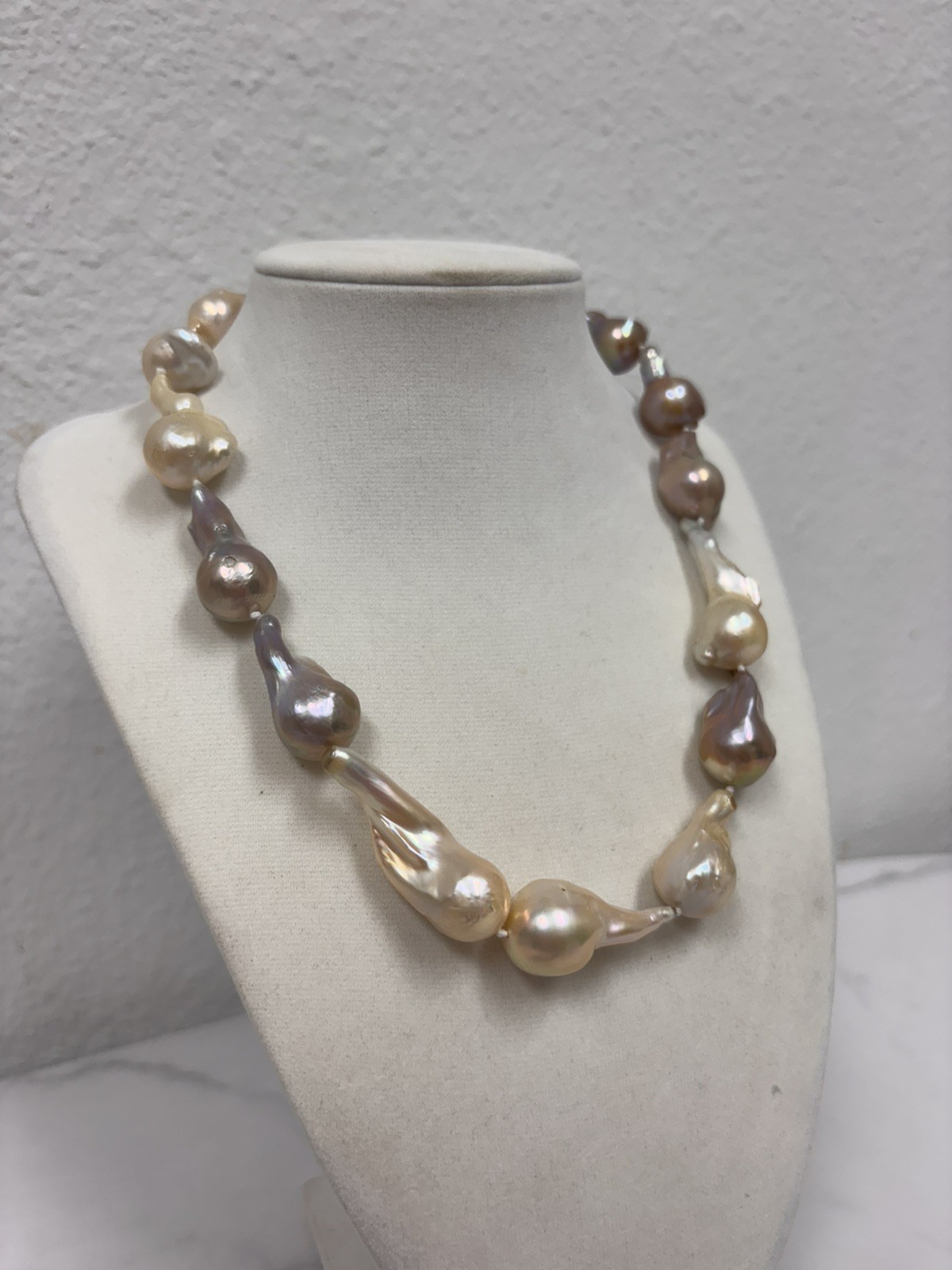 Rare 13-18mm Natural Pink Purple Multicolor Baroque Keshi Pearl Necklace 16 in