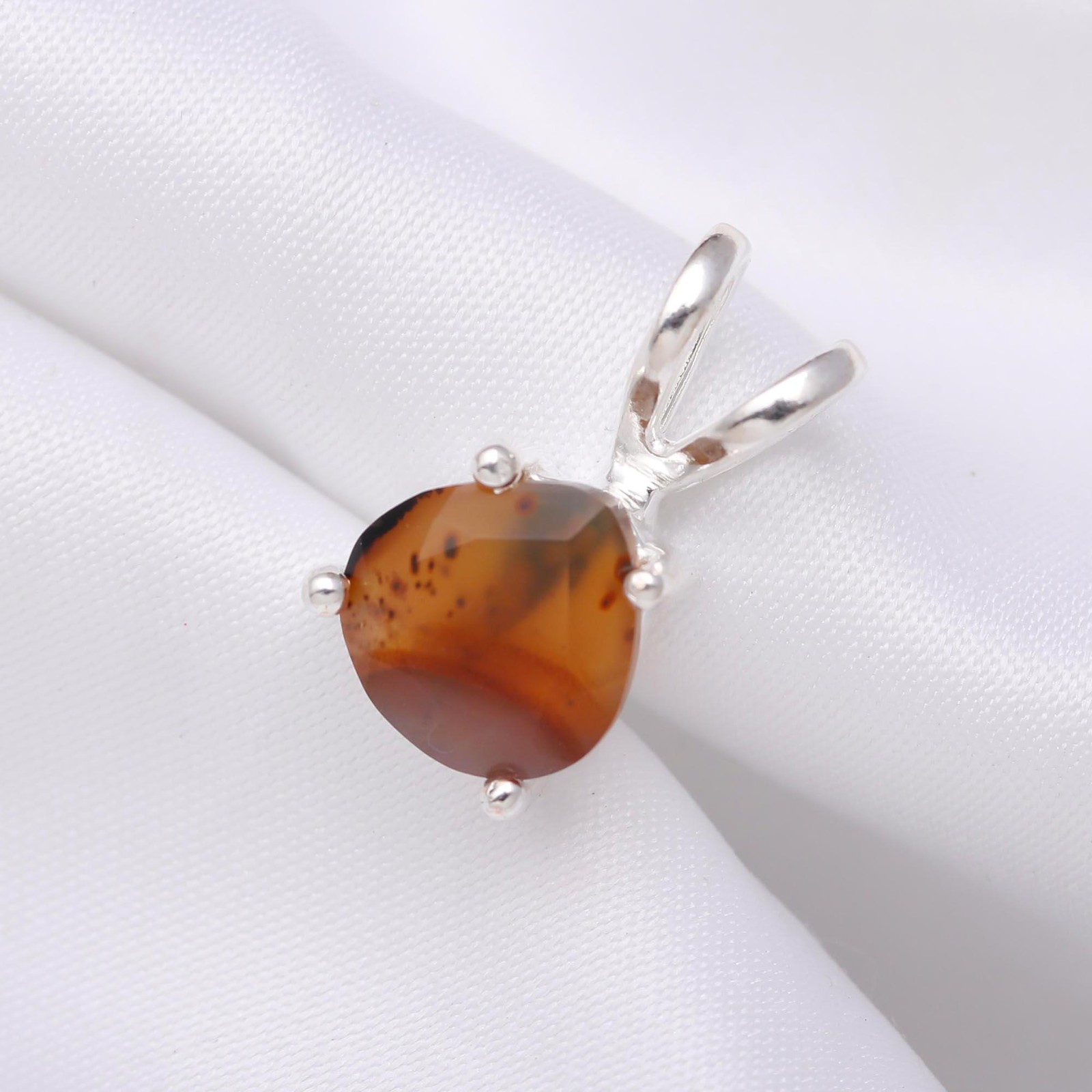 Natural Montana Agate Pear Pendant 925Sterling Silver Minimalist Jewelry For Her