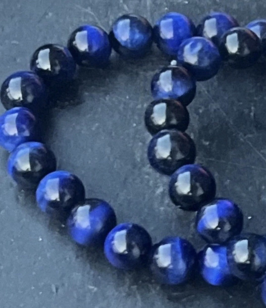 Blue Bracelet Is Handcrafted Of 10mm Natural Blue Tiger’s Eye Gemstones