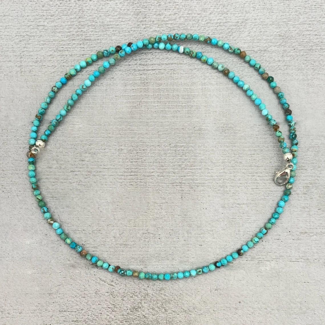 A++ Genuine Turquoise Faceted Round Gemstone Beads Handmade Necklaces 24” Women