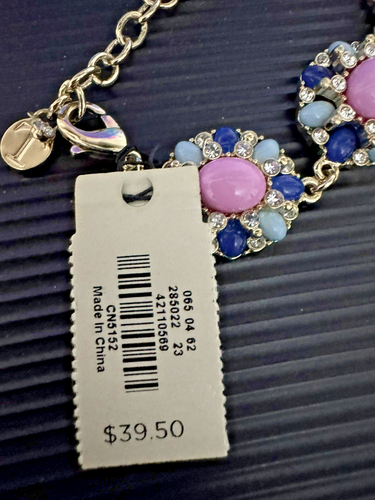 TALBOTS NWT Gold Tone Blue/Pink/Cubic Jewelry Set