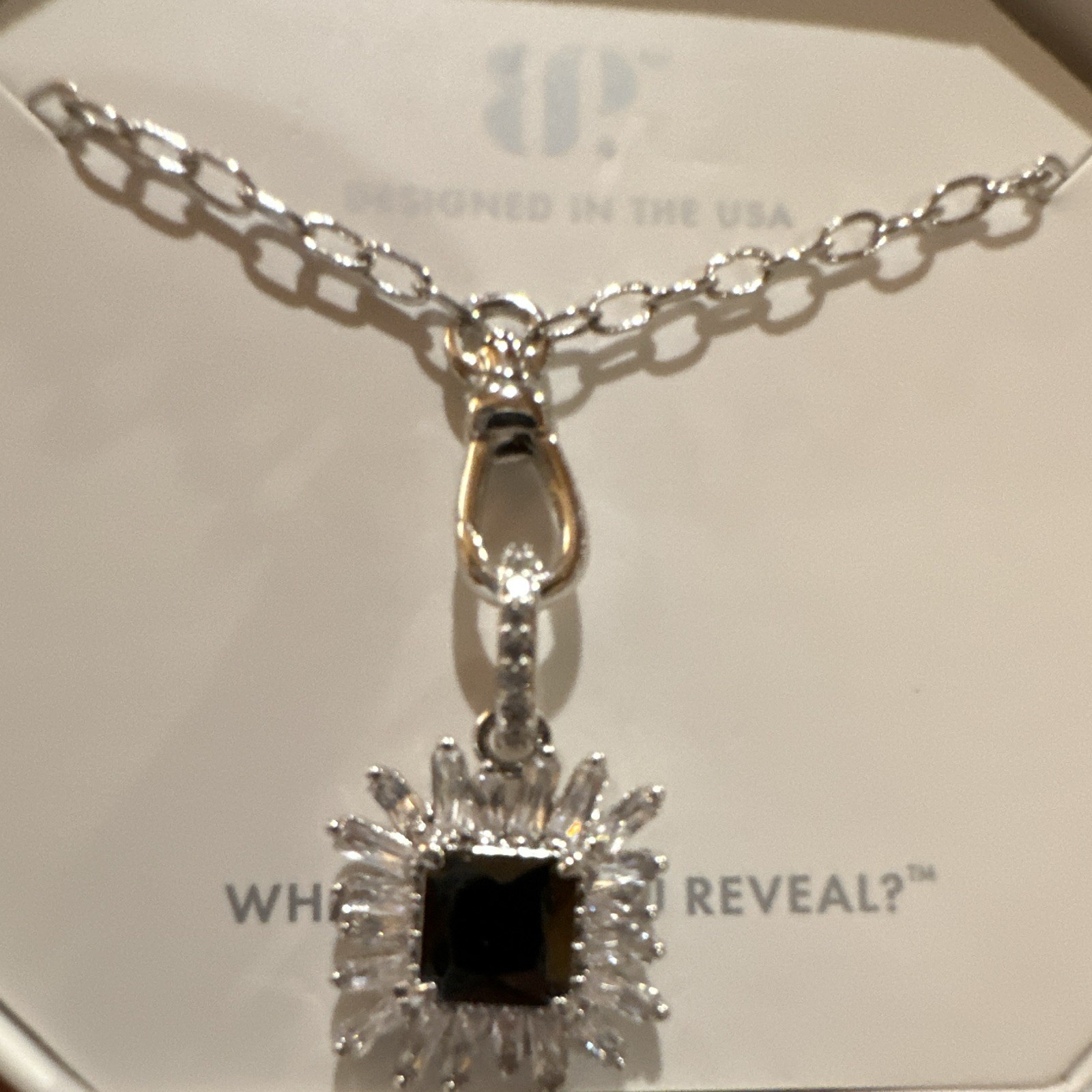 Ring Bomb Party NK53693 Never Not Beaming Black Onyx CZ 18″ Adj Pendant