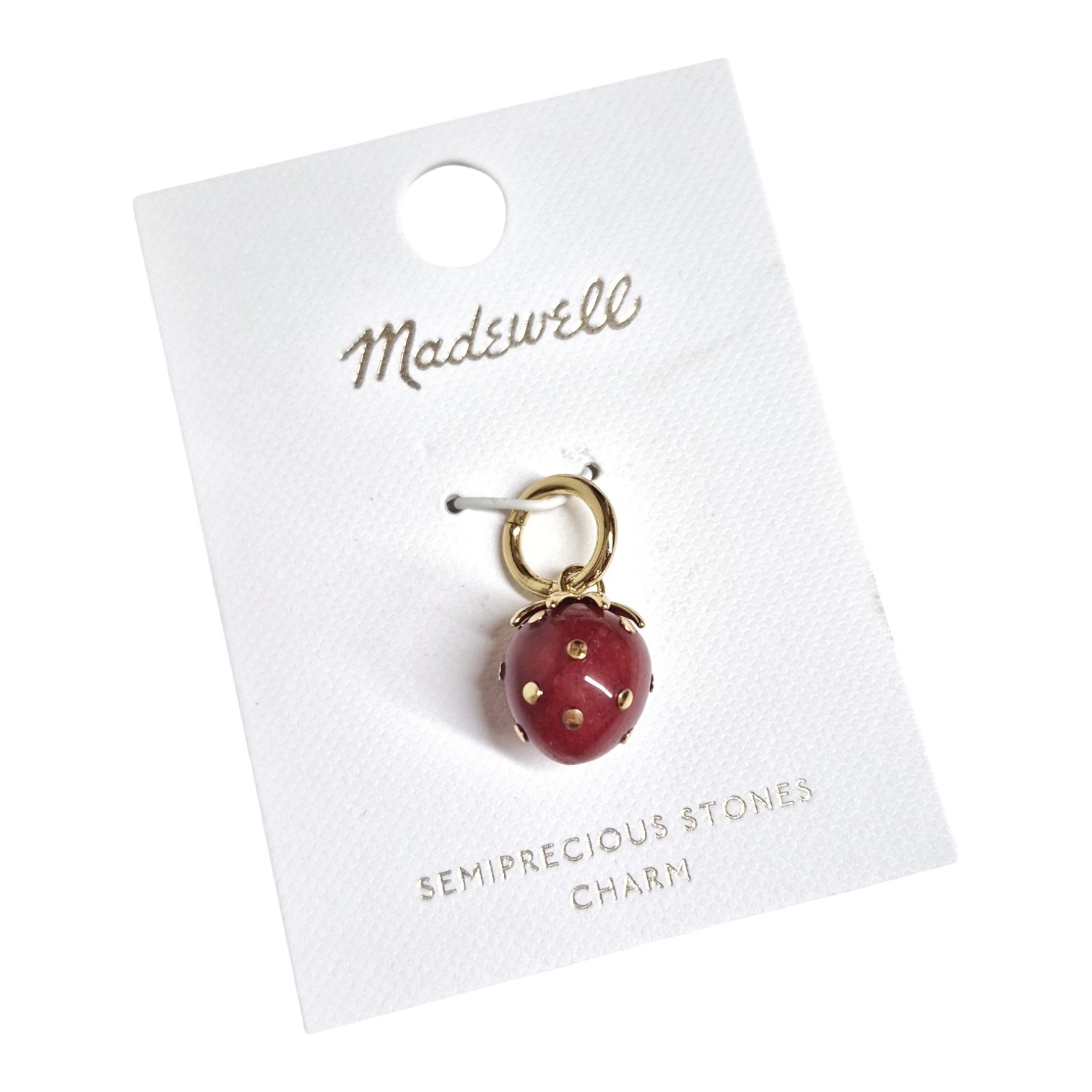 Madewell Semiprecious Strawberry Charm Antique Gold Red Brass Nickel Safe New