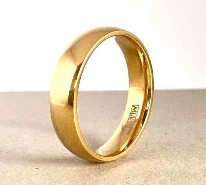 Polished Gold Ion Plated Solid Titanium Ring Band Ring Sizes 5 thru 14 available