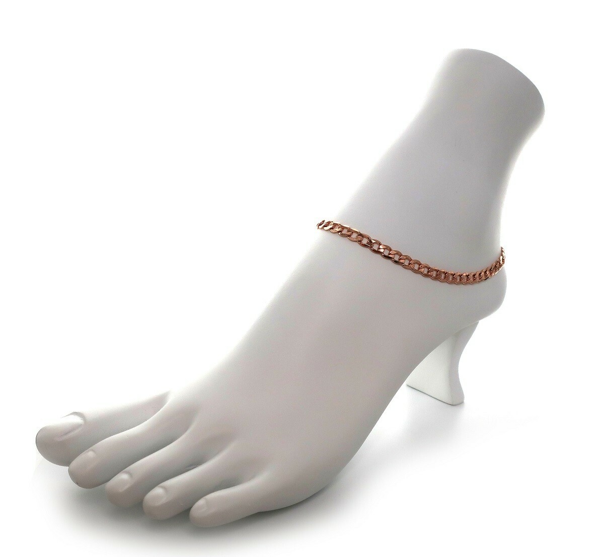 5mm Italian Cuban Link Chain Anklet 10″ Ankle Bracelet 14K Pink Rose Gold Plated