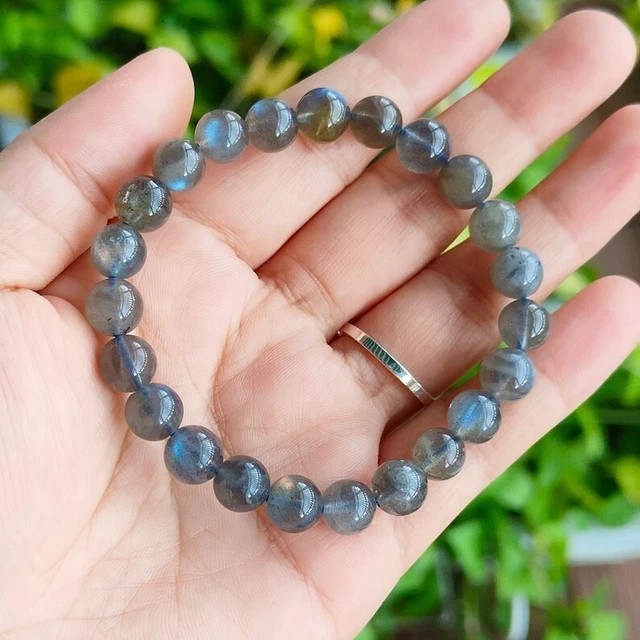 Natural Labradorite 8MM Beads Healing Reiki Gemstone Handmade Stretch Bracelet
