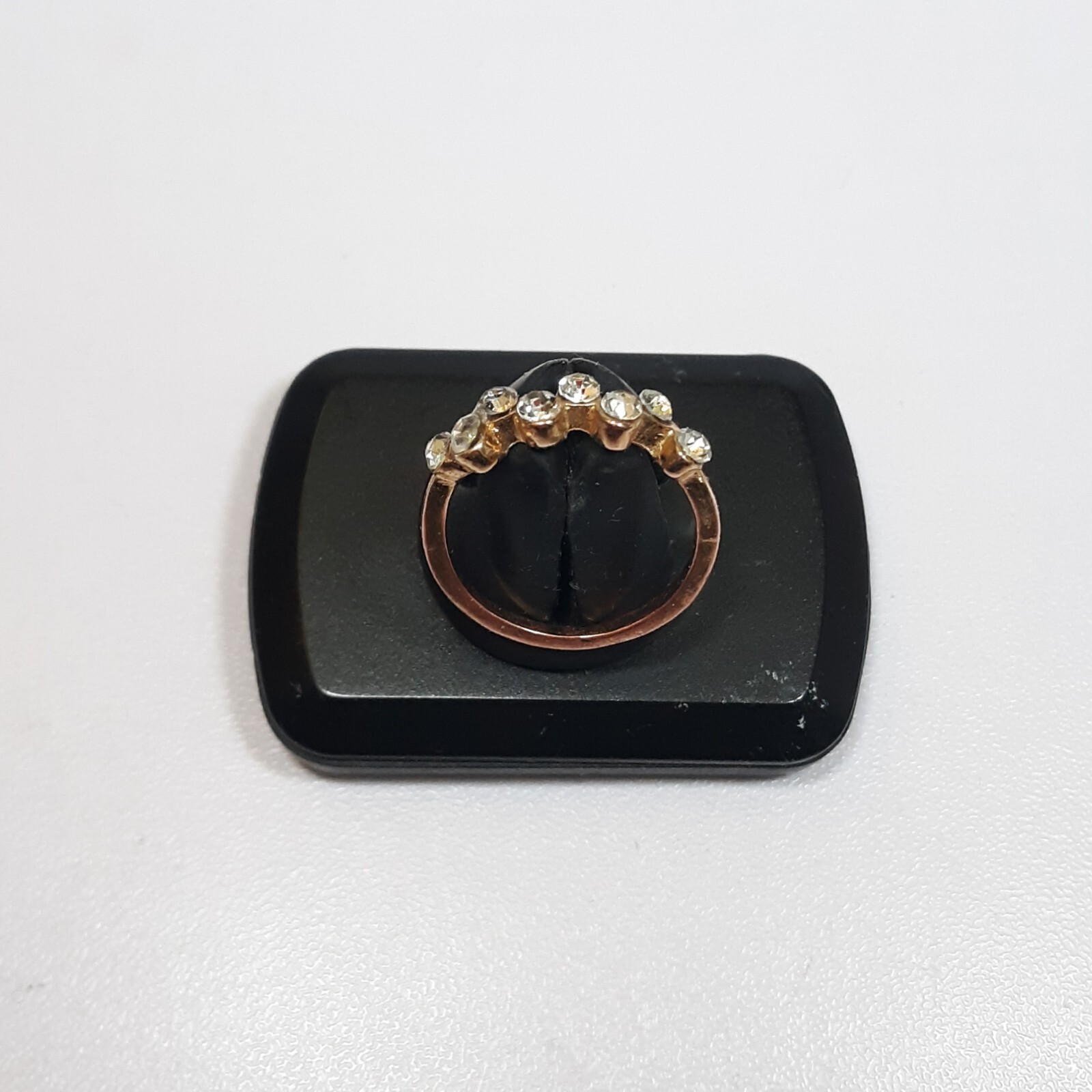 Copper 1.5mm Flat Edge Band Size 7 Women 8 Ct Clear Crystal Offset Cluster Ring