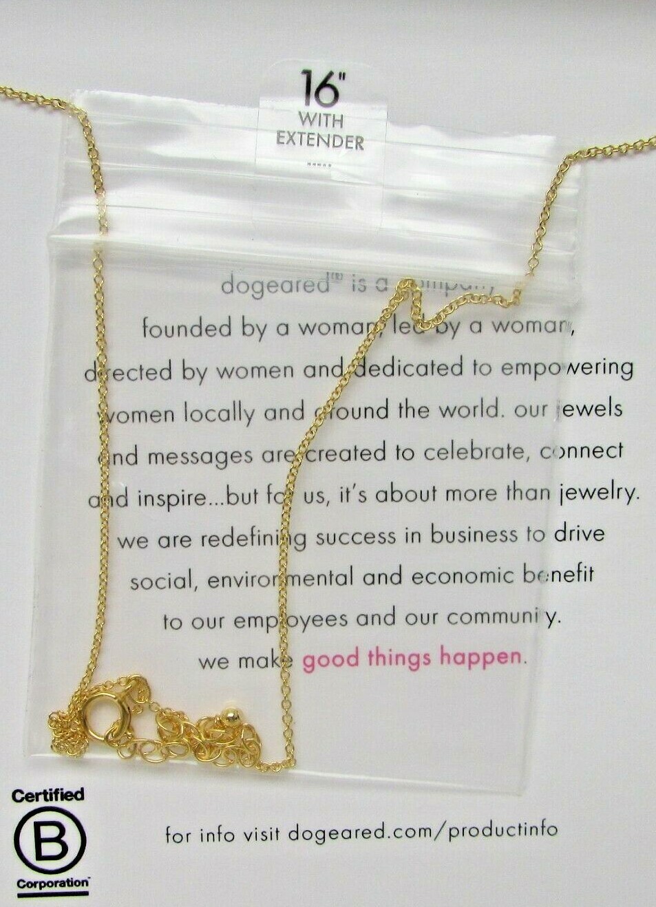 Dogeared “Karma” 16″ necklace Swarovski crystals & 14k Goldplated Sterling, NEW