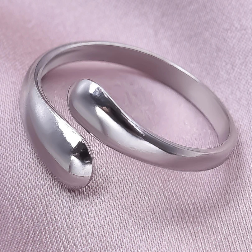 2PCS Stainless Steel Ring Leaf Water Droplet Adjustable Gold Plated Jewelry
