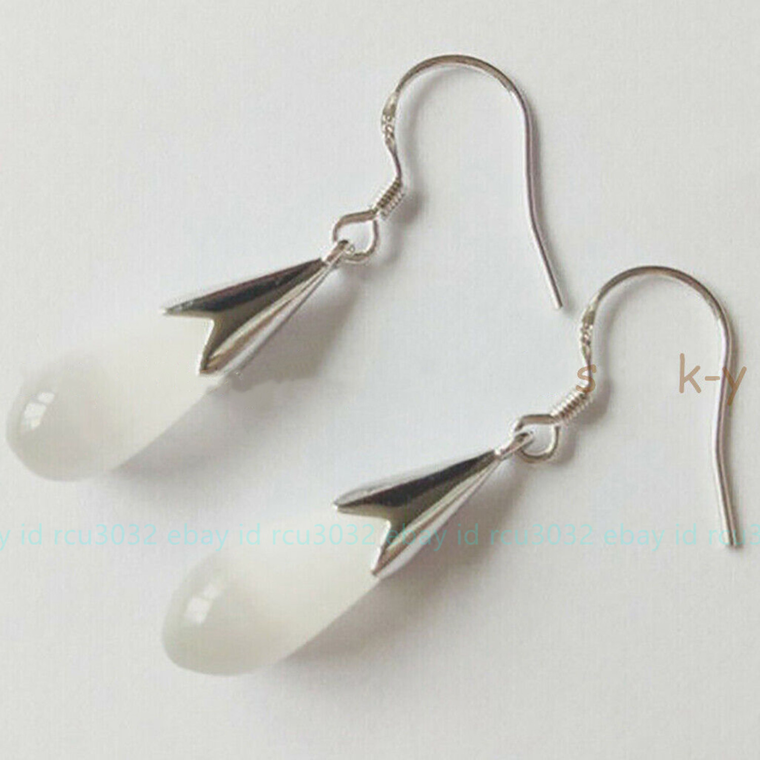 Natural 8x20mm Agate/Jade/Opal/Turquoise Gemstone Water Drop Dangle Hook Earring