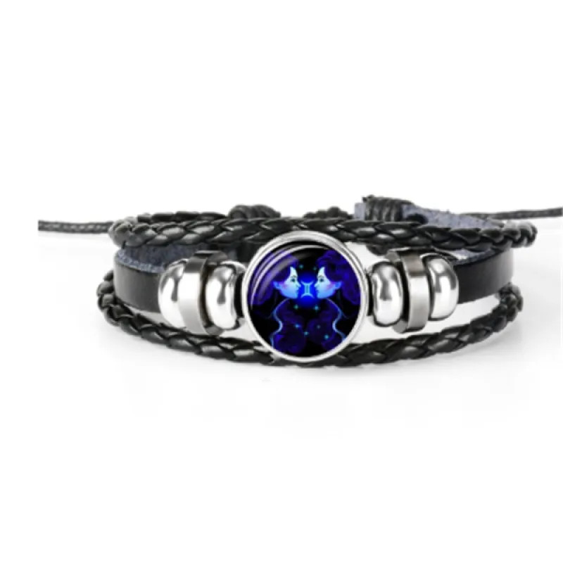 12 Zodiac Constellation Bracelet Luminous Braided Adjustable Men Women Kids