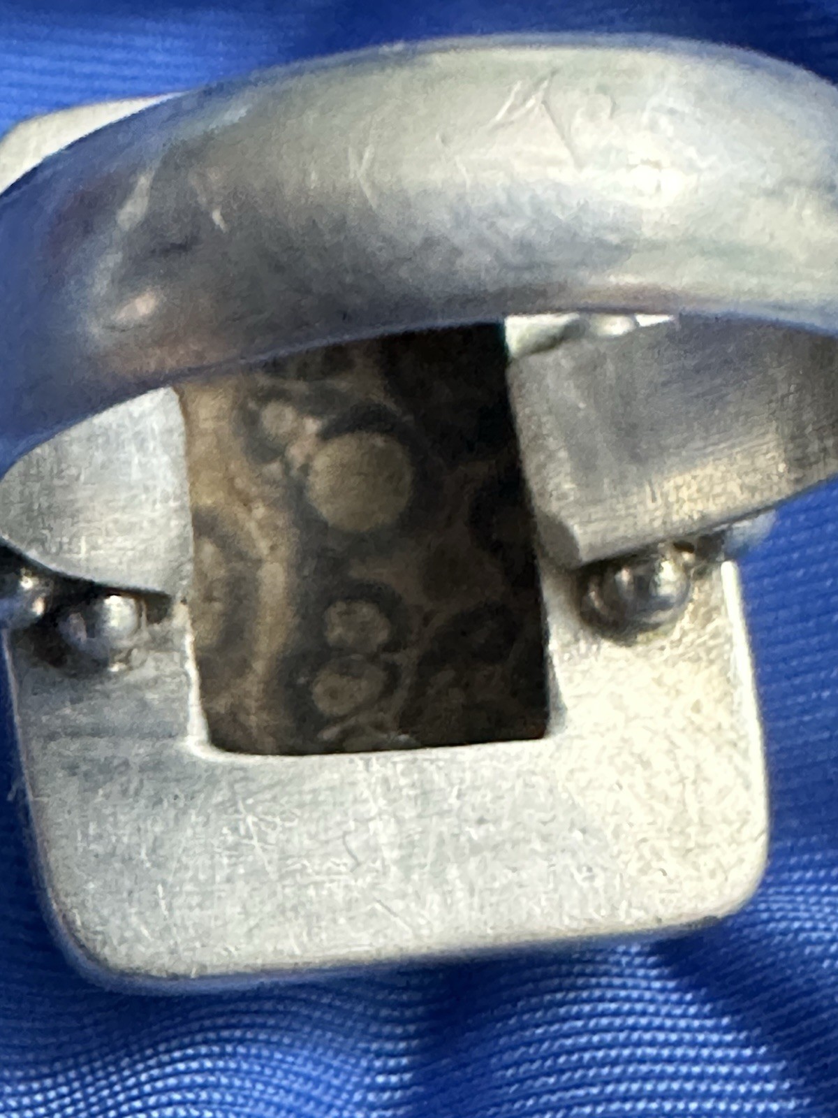 Vintage Rectangular Jasper Bezel Set 925 Sterling Silver 10.3 gr Ring Size 7