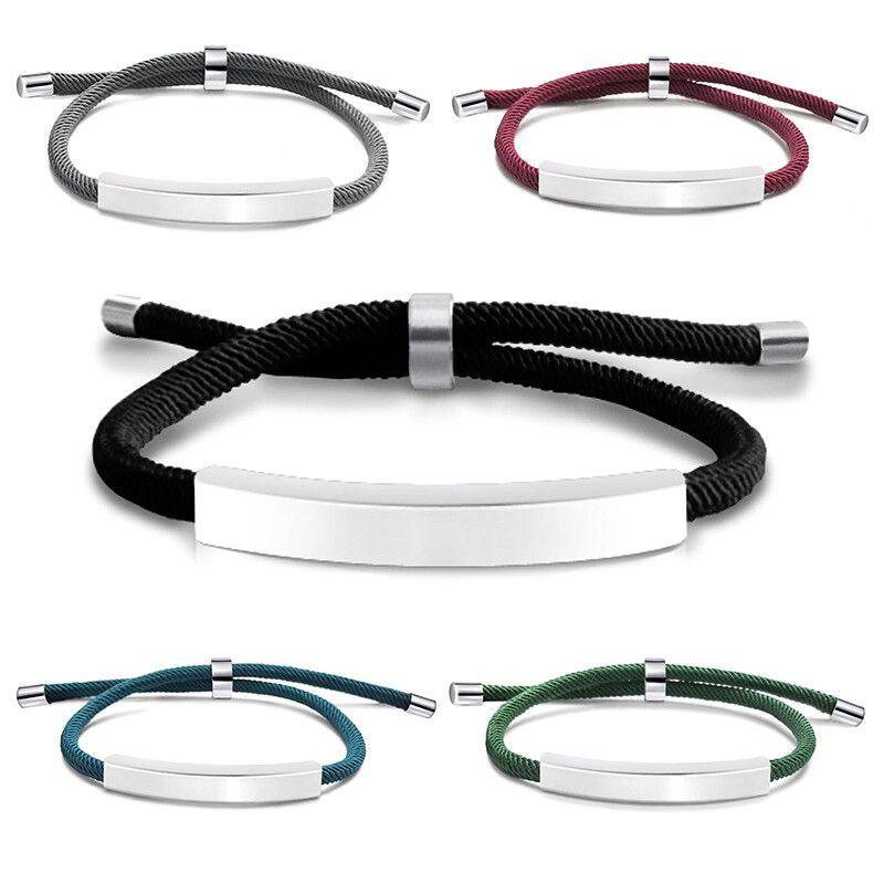 Free Engrave Personalized Stainless Steel Rope Bracelet Custom Name Bangle Women