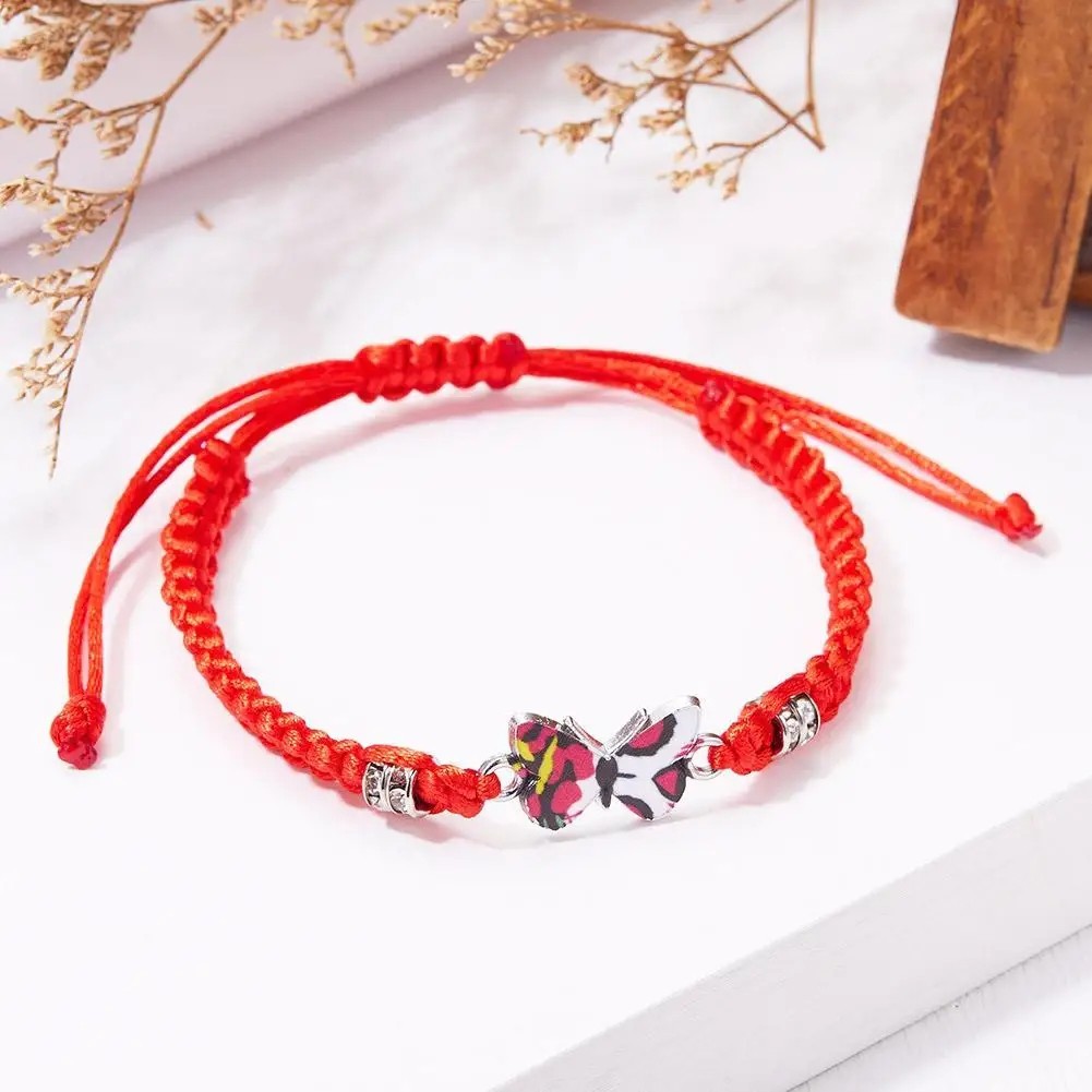 Fashion Handmade Purple Butterfly Flower Bracelet For Women Charm Sweet Animal