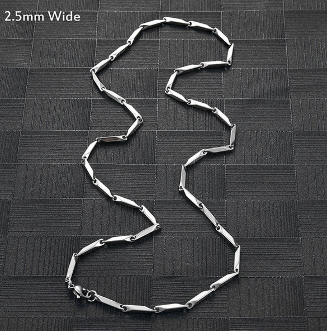 Stainless Steel 24 inch 2.5mm Bamboo/Rhombus Chain with lobster clasp