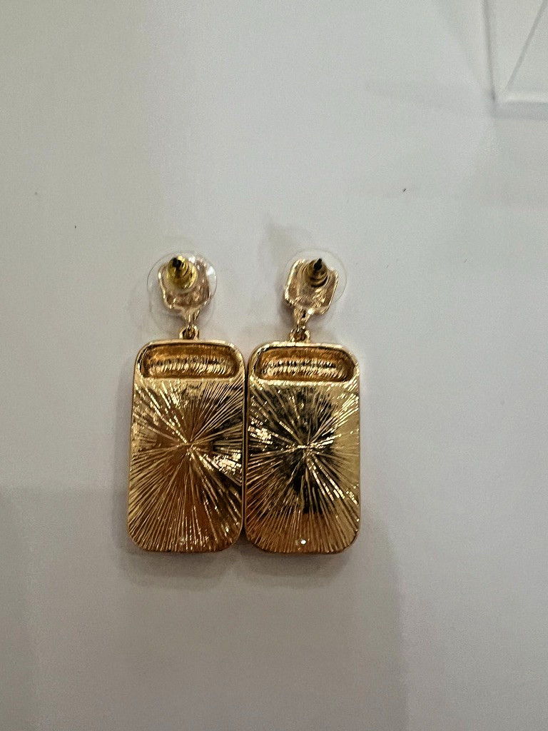 Uncas Int Gold Blush Amber Dangle Earrings Resin Wood Earth Tones 2” Vendor Smpl